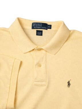 Polo Ralph Lauren Polo Shirt Mens XL Soft Yellow Short Sleeve Golf Brown Pony